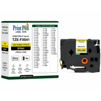 Printpen Brother P-Touch Tze-Fx641 Sari Esnek Etikete Siyah (18Mm X 8M) Pt-1300 Pt-1400