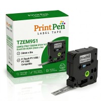 PRINTPEN BROTHER P-Touch TZE-M951 GÜMÜS ETIKETE SIYAH (24mm x 8m) PT-1400 PT-1500