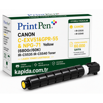 Printpen CANON C-EXV51&GPR-55 & NPG-71 Yellow (680Gr/60K) IR-C5535 IR-C5540 Toner Printpen CANON C-EXV51&GPR-55 & NPG-71 Yellow (680Gr/60K) IR-C5535 IR-C5540 Toner