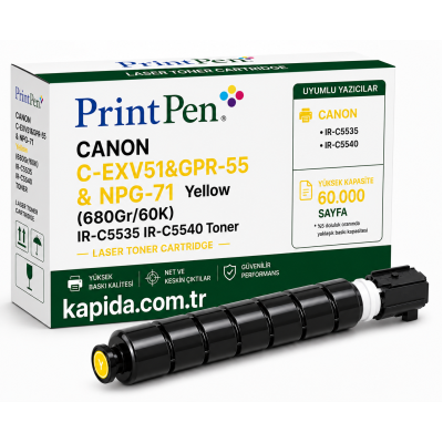 Printpen CANON C-EXV51&GPR-55 & NPG-71 Yellow (680Gr/60K) IR-C5535 IR-C5540 Toner
