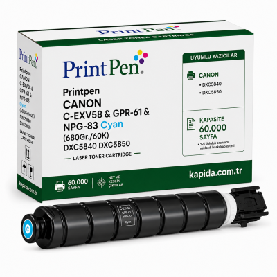 Printpen CANON C-EXV58 & GPR-61 & NPG-83 Cyan (680Gr./60K) DXC5840 DXC5850 Toner