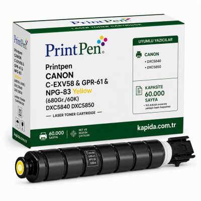 Printpen CANON C-EXV58 & GPR-61 & NPG-83 Yellow (680Gr./60K) DXC5840 DXC5850 Toner
