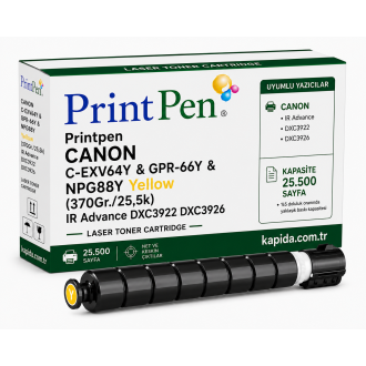 Printpen Canon C-Exv64Y & Gpr-66Y & Npg88Y Sarı (370Gr./25,5K) Ir Advance Dxc3922 Dxc3926 Toner Printpen Canon C-Exv64Y & Gpr-66Y & Npg88Y Sarı (370Gr./25,5K) Ir Advance Dxc3922 Dxc3926 Toner