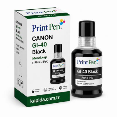 Printpen CANON GI-40 Black Mürekkep (170ml./Sise) G5040 G6040 Kartuş