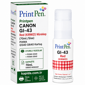Printpen Canon Gi-43 Red Mürekkep (70Ml./Sise) Pixma G540 G640 Kartuş