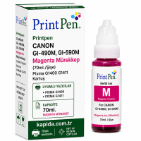 Printpen Canon Gi-490M,Gi-590M Kırmızı Mürekkep 70Ml./Sise Pixma G1400 G1411 Kartuş