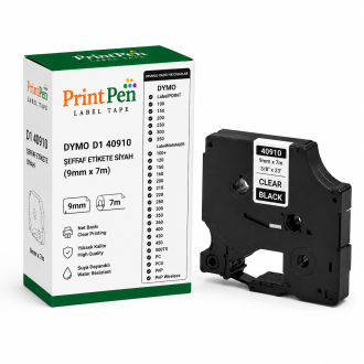 Printpen DYMO D1 40910 SEFFAF Etikete SIYAH (9mm x 7m) LabelPOINT 100 150 Printpen DYMO D1 40910 SEFFAF Etikete SIYAH (9mm x 7m) LabelPOINT 100 150