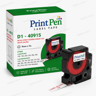 Printpen DYMO D1 40915 BEYAZ Etikete KIRMIZI (9mm x 7m) LabelPOINT 100 150 Printpen DYMO D1 40915 BEYAZ Etikete KIRMIZI (9mm x 7m) LabelPOINT 100 150