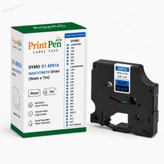 Printpen DYMO D1 40916 MAVI Etikete SIYAH (9mm x 7m) LabelPOINT 100 150 Printpen DYMO D1 40916 MAVI Etikete SIYAH (9mm x 7m) LabelPOINT 100 150