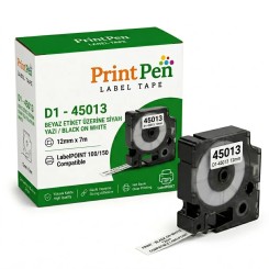 Printpen Dymo D1 45013 Beyaz Etikete Siyah (12Mm X 7M) Labelpoint 100 150 Printpen Dymo D1 45013 Beyaz Etikete Siyah (12Mm X 7M) Labelpoint 100 150