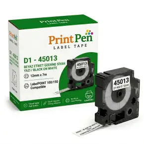 Printpen Dymo D1 45013 Beyaz Etikete Siyah (12Mm X 7M) Labelpoint 100 150 Printpen Dymo D1 45013 Beyaz Etikete Siyah (12Mm X 7M) Labelpoint 100 150