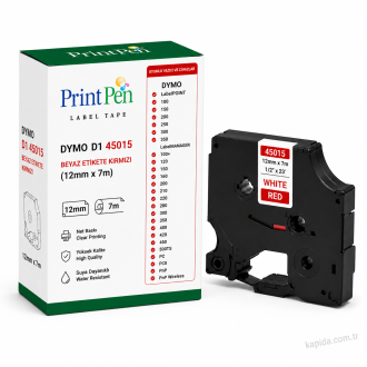 Printpen DYMO D1 45015 BEYAZ Etikete KIRMIZI (12mm x 7m) LabelPOINT 100 150 Printpen DYMO D1 45015 BEYAZ Etikete KIRMIZI (12mm x 7m) LabelPOINT 100 150