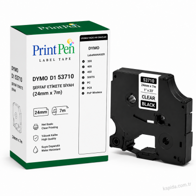 Printpen DYMO D1 53710 SEFFAF Etikete SIYAH (24mm x 7m) LabelMANAGER 300 400
