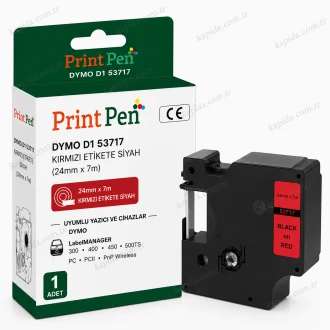 Printpen DYMO D1 53717 KIRMIZI Etikete SIYAH (24mm x 7m) LabelMANAGER 300 400