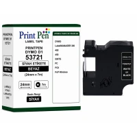 Printpen Dymo D1 53721 Siyah Etikete Beyaz (24Mm X 7M) Labelmanager 300 400