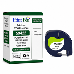 Printpen Dymo Letratag 59422 Plastık Beyaz Etıkete Sıyah (S0721660) (12Mm X 4M) Letratag Series Etiket Printpen Dymo Letratag 59422 Plastık Beyaz Etıkete Sıyah (S0721660) (12Mm X 4M) Letratag Series Etiket