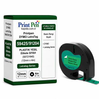 Printpen DYMO LetraTag 59425/91204 PLASTIK YESIL Etikete SIYAH (S0721640) (12mm x 4m) Letratag Series Printpen DYMO LetraTag 59425/91204 PLASTIK YESIL Etikete SIYAH (S0721640) (12mm x 4m) Letratag Series