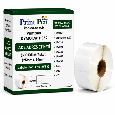 Printpen DYMO LW 11352 IADE Adres Etiketi (500 Etiket/Paket) (25mm x 54mm) Labelwriter EL60 LW310