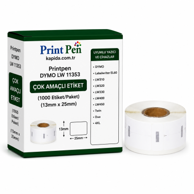 Printpen DYMO LW 11353 ÇOK AMAÇLI ETIKET (1000 Etiket/Paket) (13mm x 25mm) Labelwriter EL60 LW310