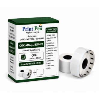 Printpen DYMO LW 11353 / S0722530 ÇOK AMAÇLI ETİKET (1000 Etiket/Paket) ÇİPLİ 13mm. 25mm. LabelWriter 400 LW450 Printpen DYMO LW 11353 / S0722530 ÇOK AMAÇLI ETİKET (1000 Etiket/Paket) ÇİPLİ 13mm. 25mm. LabelWriter 400 LW450