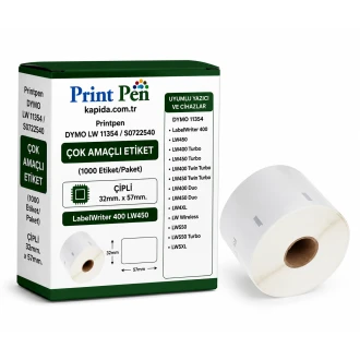 Printpen DYMO LW 11354 / S0722540 ÇOK AMAÇLI ETİKET (1000 Etiket/Paket) ÇİPLİ 32mm. 57mm. LabelWriter 400 LW450