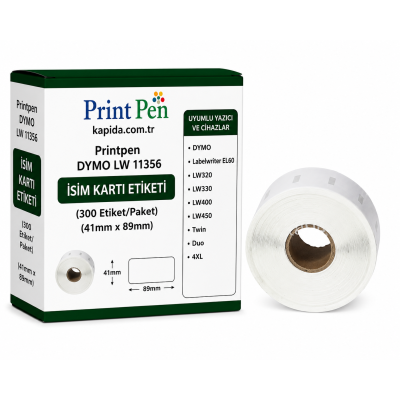 Printpen DYMO LW 11356 ISIM KARTI ETIKETI (300 Etiket/Paket) (41mm x 89mm) Labelwriter EL60 LW320