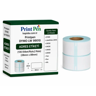 Printpen DYMO LW 99010 Adres Etiketi (130 Etiket/Rulo;2 Rulo) (28mm x 89mm) LabelWriter LW310 LW320