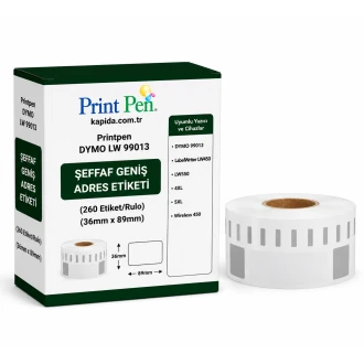 Printpen DYMO LW 99013 SEFFAF GENIS Adres Etiketi (260 Etiket/Rulo) (36mm x 89mm) LabelWriter LW450 LW550