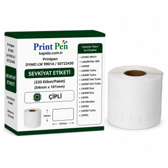 Printpen DYMO LW 99014 / S0722430 SEVKİYAT ETİKETİ (220 Etiket/Paket) ÇİPLİ 54mm. 101mm. LabelWriter 400 LW450 Printpen DYMO LW 99014 / S0722430 SEVKİYAT ETİKETİ (220 Etiket/Paket) ÇİPLİ 54mm. 101mm. LabelWriter 400 LW450