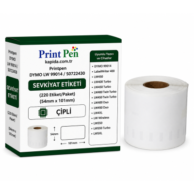Printpen DYMO LW 99014 / S0722430 SEVKİYAT ETİKETİ (220 Etiket/Paket) ÇİPLİ 54mm. 101mm. LabelWriter 400 LW450