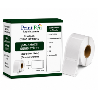 Printpen DYMO LW 99015 ÇOK AMAÇLI GENIS ETIKET (320 Etiket /Rulo) (54mm x 70mm) LabelWriter LW450 LW550 Printpen DYMO LW 99015 ÇOK AMAÇLI GENIS ETIKET (320 Etiket /Rulo) (54mm x 70mm) LabelWriter LW450 LW550