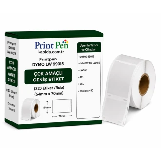 Printpen DYMO LW 99015 ÇOK AMAÇLI GENIS ETIKET (320 Etiket /Rulo) (54mm x 70mm) LabelWriter LW450 LW550