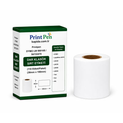 Printpen DYMO LW 99018S DAR KLASÖR SIRT ETIKETI (S0722470) (110 Etiket/Paket) (38mm x 190mm) LabelWriter LW310 LW320