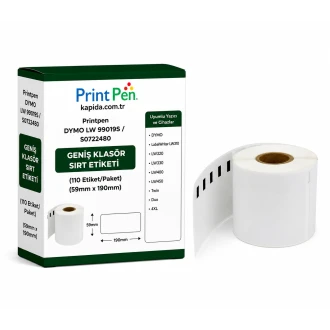Printpen DYMO LW 99019S GENIS KLASÖR SIRT ETIKETI (S0722480) (110 Etiket/Paket) (59mm x 190mm) LabelWriter LW310 LW320