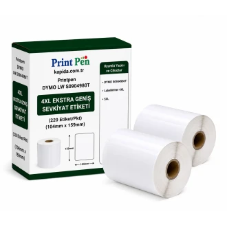 Printpen DYMO LW S0904980T 4XL Ekstra Genis Sevkiyat Etiketi (220 Etiket/Pkt) (104mm x 159mm) LabelWriter 4XL 5XL