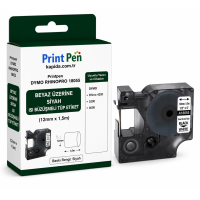 Printpen Dymo Rhinopro 18055 Beyaz Üzerine Siyah Isi Büzüsmeli Tüp Etiket (12Mm X 1,5M) Rhino 4200 5200