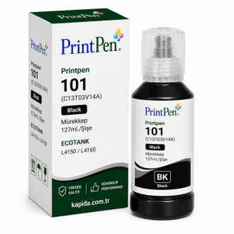 Printpen EPSON 101 (C13T03V14A) Black Mürekkep 127ml./Sise ECOTANK L4150 L4160 Kartuş Printpen EPSON 101 (C13T03V14A) Black Mürekkep 127ml./Sise ECOTANK L4150 L4160 Kartuş