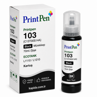Printpen EPSON 103 (C13T00S14A) Black Mürekkep 70ml./Sise ECOTANK L1110 L1210 Kartuş Printpen EPSON 103 (C13T00S14A) Black Mürekkep 70ml./Sise ECOTANK L1110 L1210 Kartuş