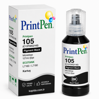 Printpen EPSON 105 (C13T00Q140) Pigment Black Mürekkep 127ml./Sise ECOTANK L7160 L7180 Kartuş Printpen EPSON 105 (C13T00Q140) Pigment Black Mürekkep 127ml./Sise ECOTANK L7160 L7180 Kartuş