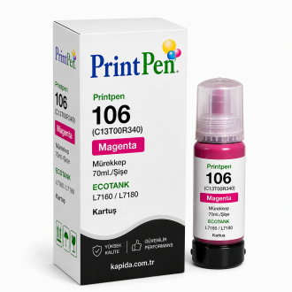 Printpen EPSON 106 (C13T00R340) Magenta Mürekkep 70ml./Sise ECOTANK L7160 L7180 Kartuş Printpen EPSON 106 (C13T00R340) Magenta Mürekkep 70ml./Sise ECOTANK L7160 L7180 Kartuş