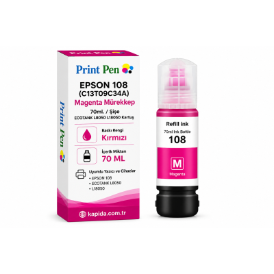 Epson 108 Kırmızı Muadil Kartuş - ECOTANK L8050, L18050 uyumlu
