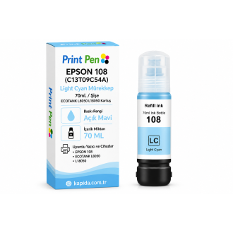 Printpen Epson 108 (C13T09C54A) Light Mavi Mürekkep 70ml./Sise EcoTank L8050 L18050 Kartuş