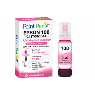 Printpen Epson 108 (C13T09C64A) Light Kırmızı Mürekkep 70ml./Sise EcoTank L8050 L18050 Kartuş