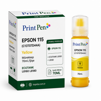 Printpen EPSON 115 (C13T07D44A) Yellow Mürekkep 70ml./Sise ECOTANK L8160 L8180 Kartuş Printpen EPSON 115 (C13T07D44A) Yellow Mürekkep 70ml./Sise ECOTANK L8160 L8180 Kartuş