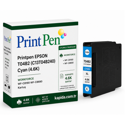 Epson T04B2 (C13T04B240) Mavi Muadil Kartuş - WORKFORCE WF-C8190, WF-C8690, WF-C8610 uyumlu