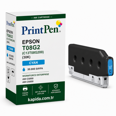 Printpen EPSON T08G2  (C13T08G200) Cyan (30K) WORKFORCE Enterprise AM-C5000 AM-C6000 Kartuş