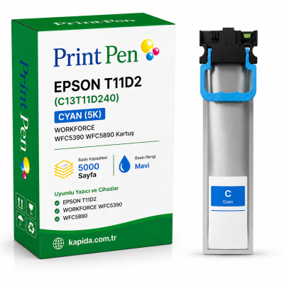Printpen EPSON T11D2 (C13T11D240) Cyan (5k) WORKFORCE WFC5390 WFC5890 Kartuş