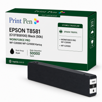 Printpen EPSON T8581 (C13T858100) Black (50k) WORKFORCE PRO WF-C20590 WF-C21000 Kartuş Printpen EPSON T8581 (C13T858100) Black (50k) WORKFORCE PRO WF-C20590 WF-C21000 Kartuş