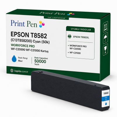 Printpen EPSON T8582 (C13T858200) Cyan (50k) WORKFORCE PRO WF-C20590 WF-C21000 Kartuş