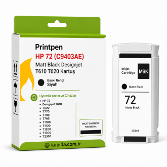Printpen HP 72 (C9403AE)  Matt Black Designjet T610 T620 Kartuş